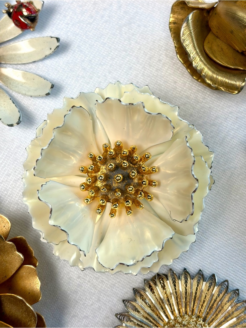 Vintage & Modern 6-Brooch Bundle: Flowers, Giovanni, Sterling/gold filled, GUC - Picture 4 of 13